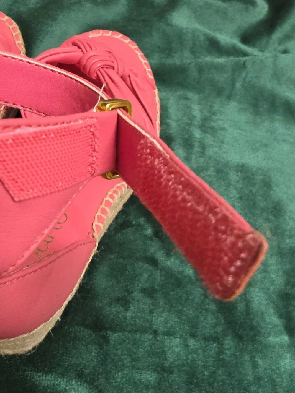 Franco Sarto Clementine Strawberry-Pink Knot Espadrille Wedge Sandals - Size 5.5